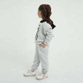 Girls Grey Elsa Tracksuit – 100% Cotton Fleece Short-Body Hoodie & Joggers